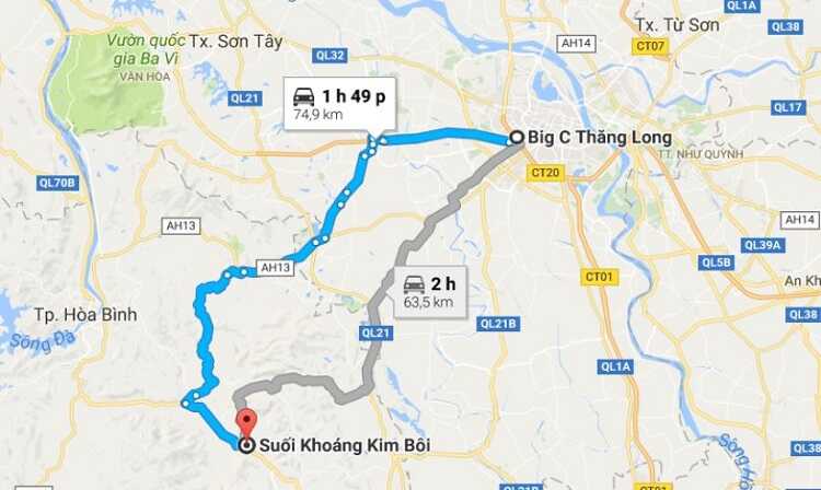 Đường đi và phương tiện di chuyển đến khu du lịch suối khoáng Kim Bôi